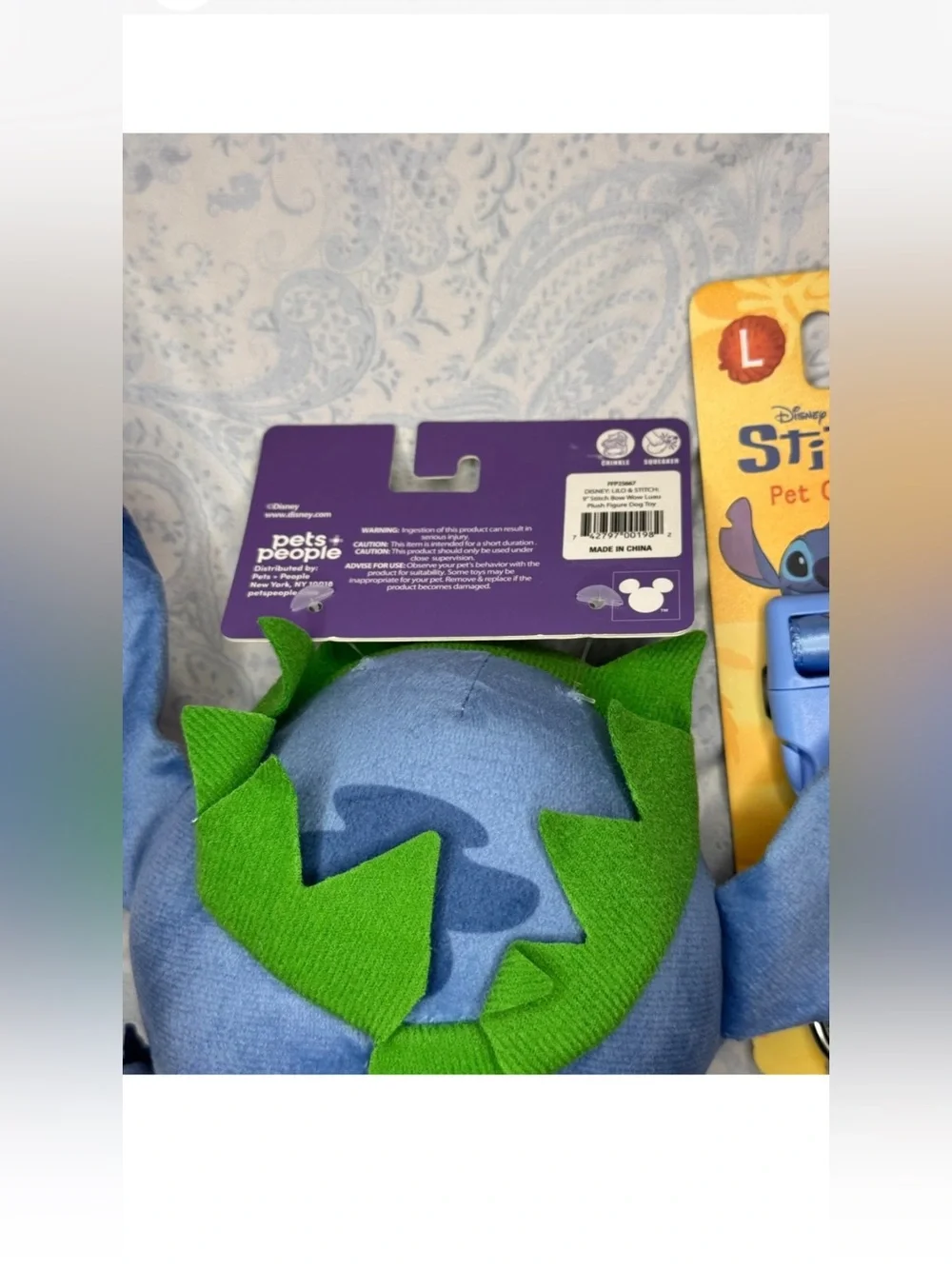 Disney Stitch & Scrump Blue Pet Collar and Leash Set W/ Stitch toy for S-L dog